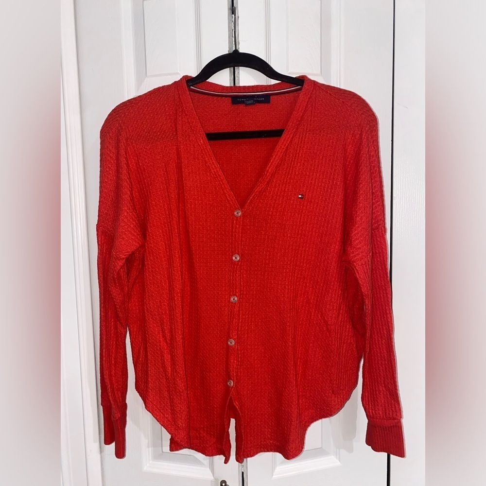 Tommy Hilfiger Red Button Long Sleeve Shirt size M